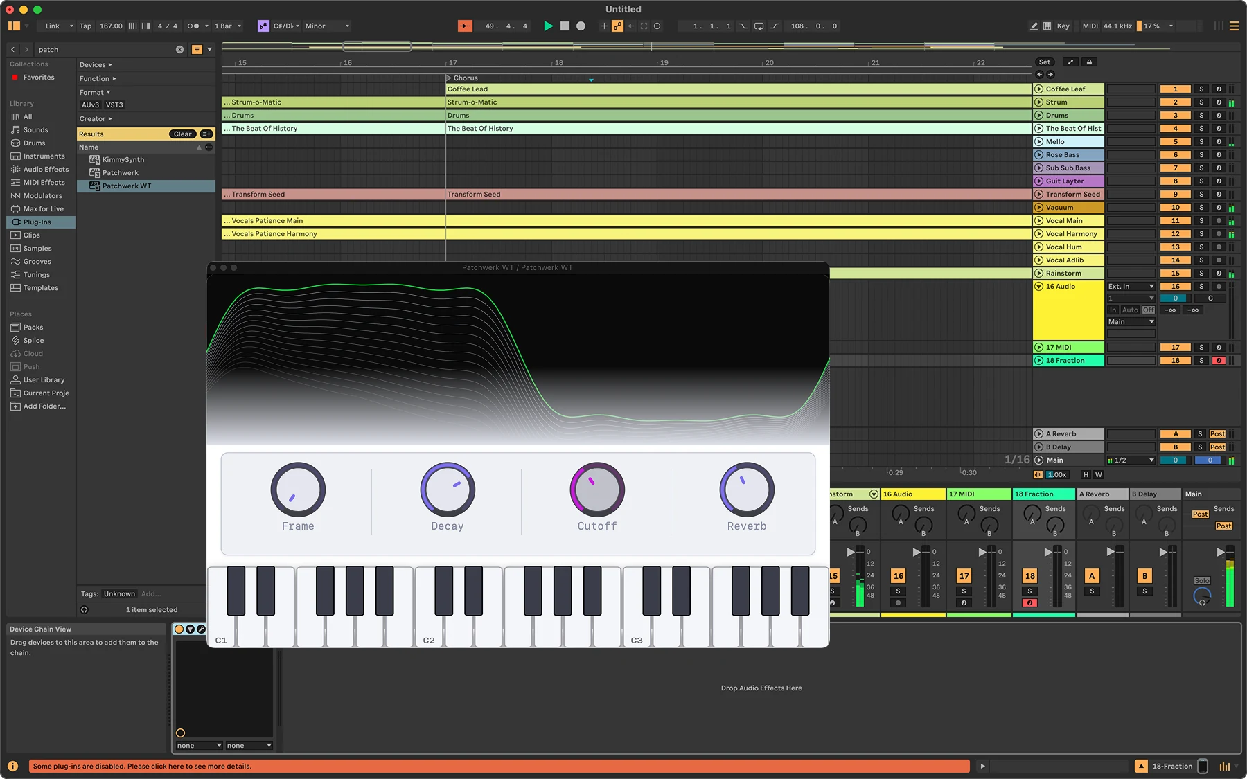 The Patchwerk plugin running in ableton live
