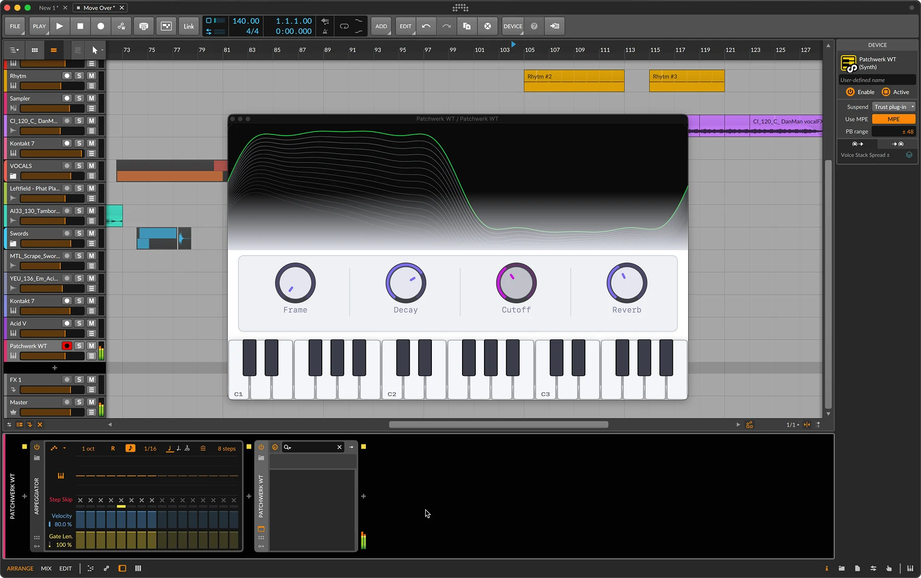 The Patchwerk plugin running in bitwig